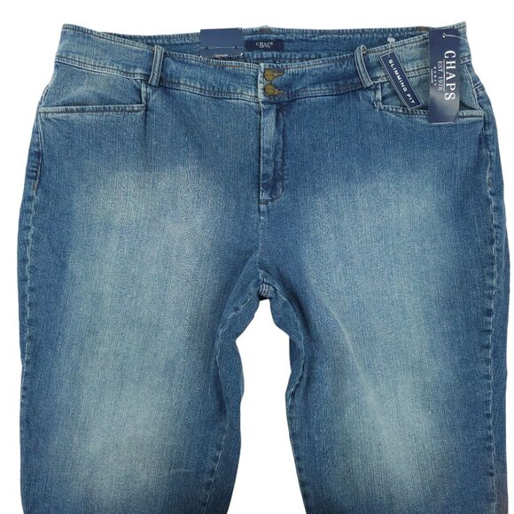 Chaps Capri Jeans Slimming Fit Plus Size 22W High Rise NWT Stretch Med Wash Crop - Picture 7 of 12